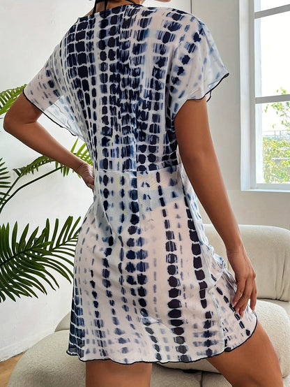 Damen Wickelkleid Strand Cover-Up mit V-Ausschnitt – Stilvolles Badeüberwurf im modernen Design