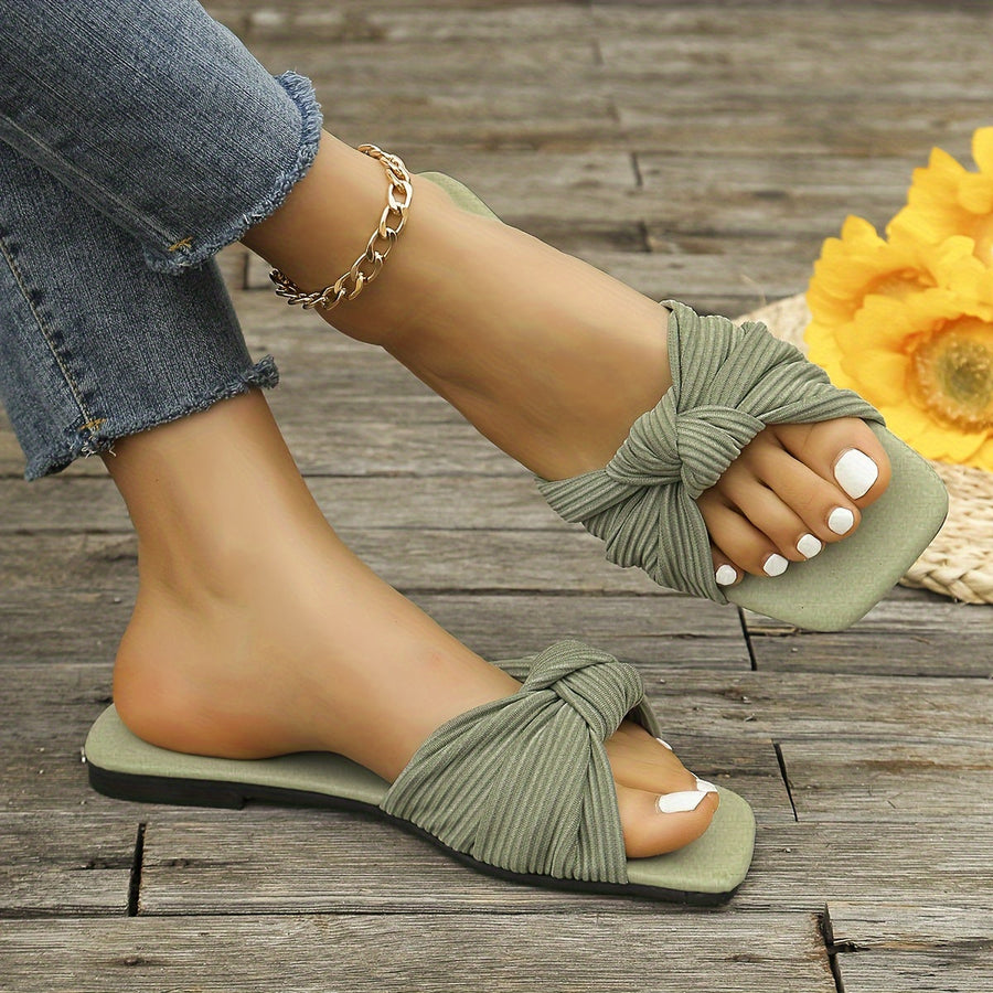 Damen Slip-On Sandalen mit Knoten-Design – Modische Sommerschuhe für Freizeit und Alltag