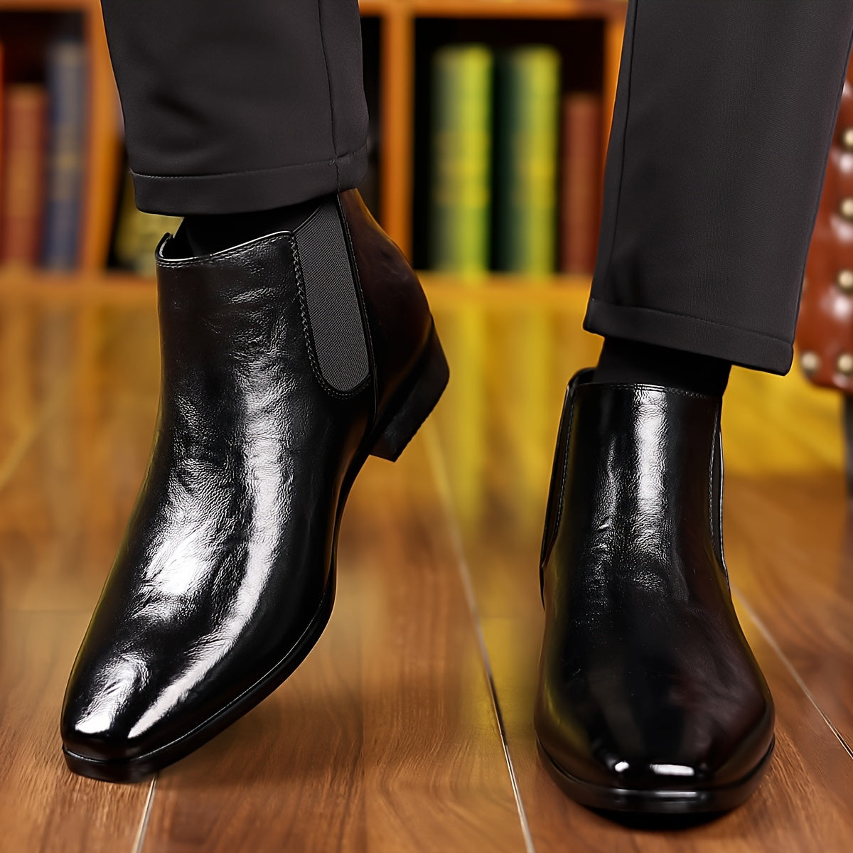 Herren Chelsea Boots Stiefelette Glänzend Business Schuhe Braun Elegant