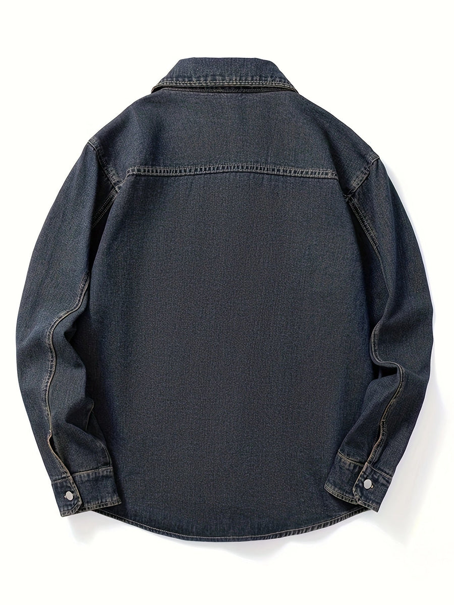 Jeanshemd Herren Hemd Jacke Casual Knopfleiste Brusttaschen