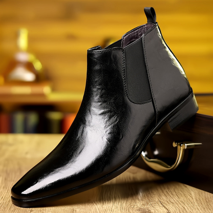Herren Chelsea Boots Stiefelette Glänzend Business Schuhe Braun Elegant