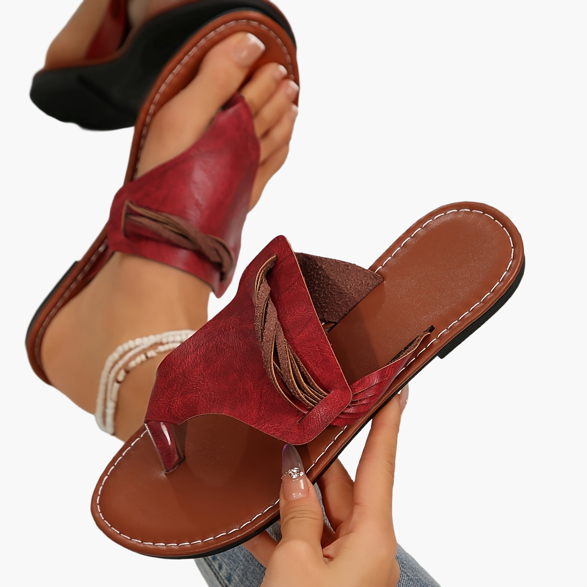 Damen Zehentrenner Sandalen mit modischem Design für Sommer und Freizeit
