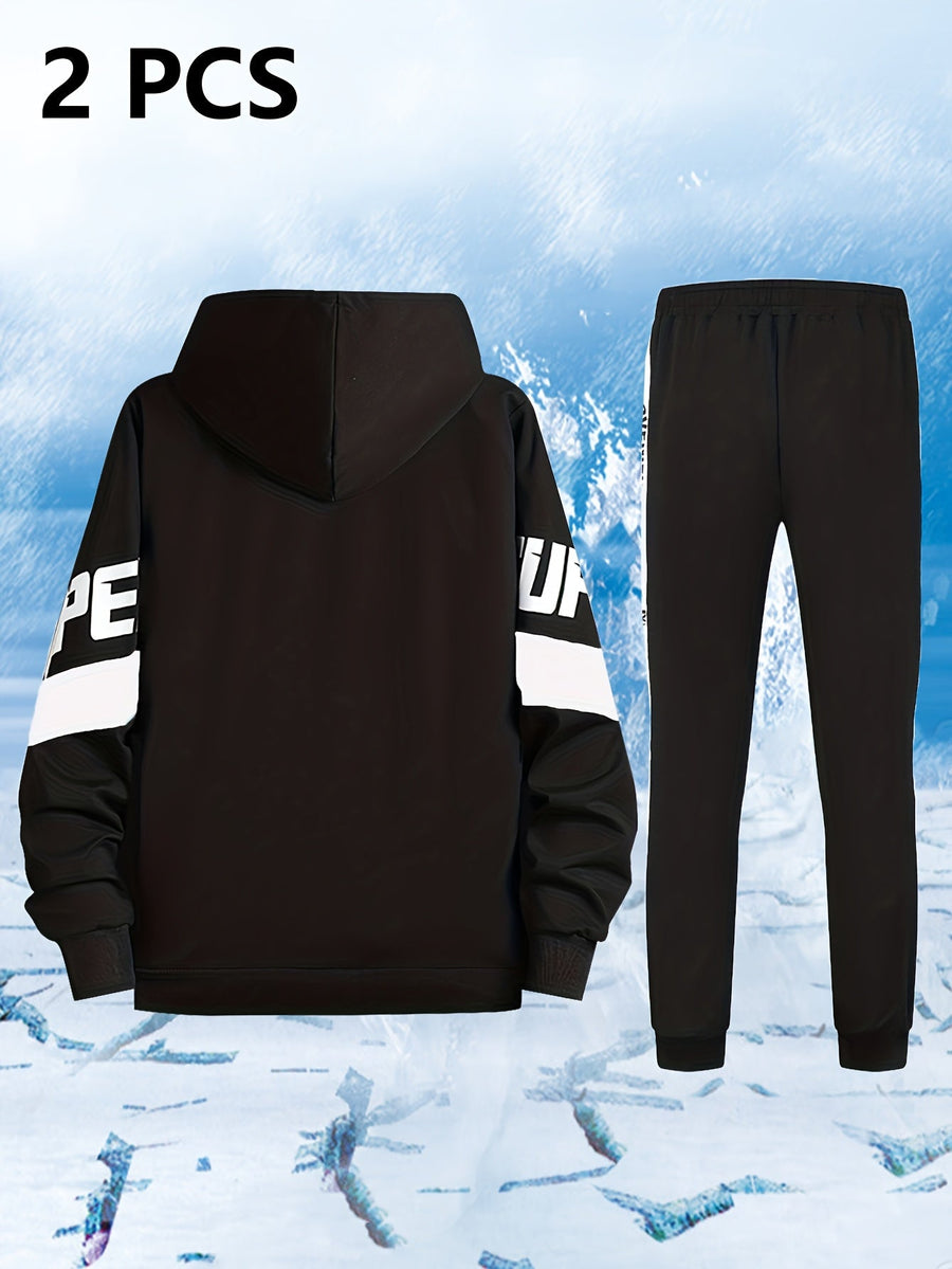 Herren Trainingsanzug Schwarz mit Kapuzenjacke & Jogginghose