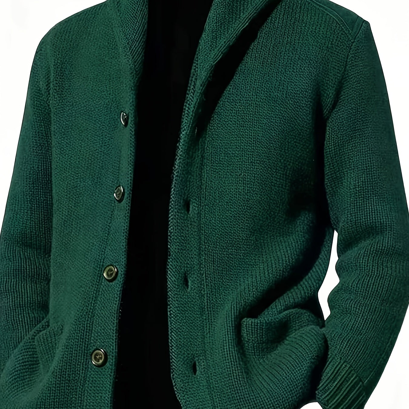 Herren Strickjacke Schalkragen Knopfleiste Dunkelblau Langarm