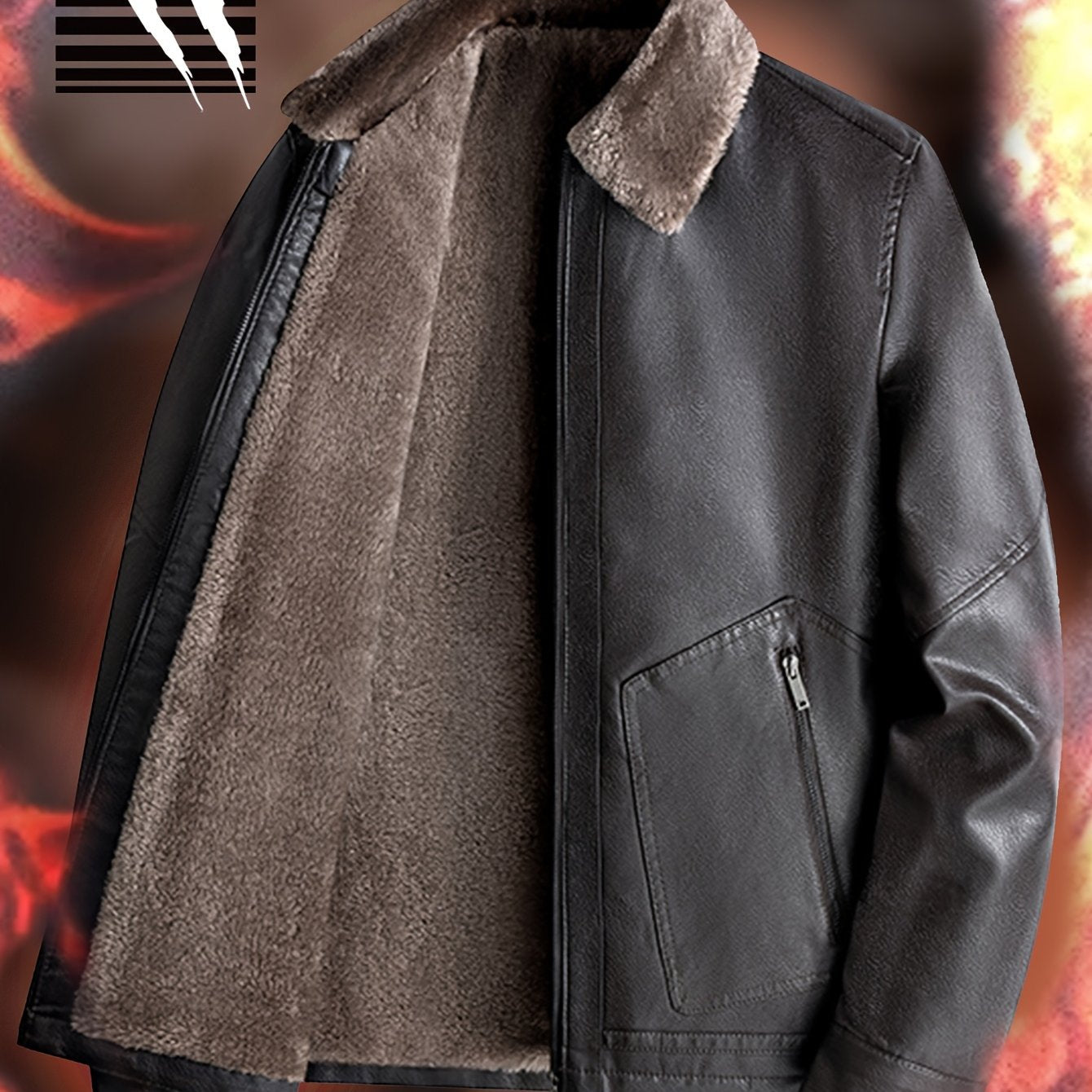 Herren Winterjacke Schwarz mit Kragen und weichem Innenfutter