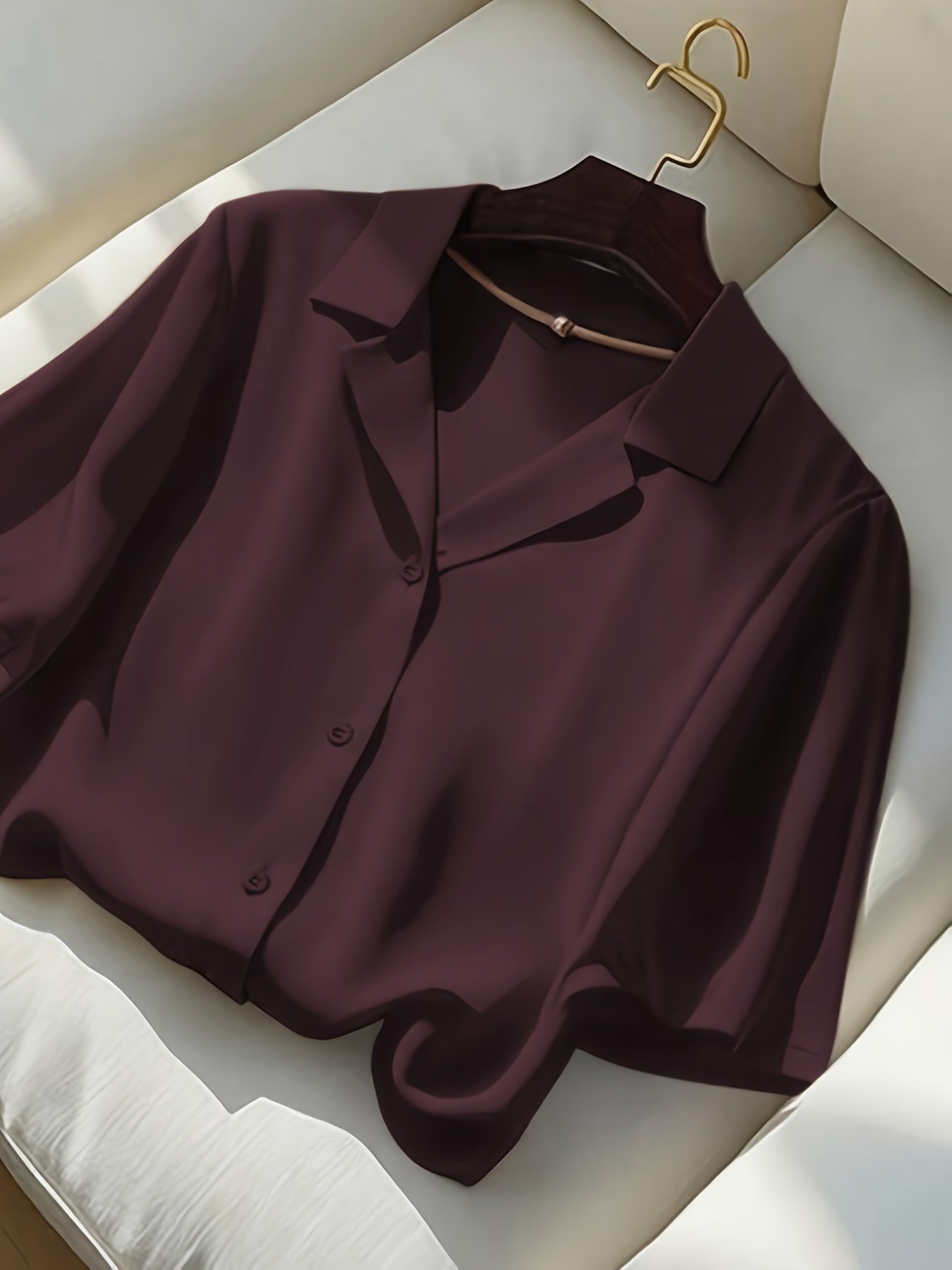 Damen Kurzarm Bluse mit Knopfleiste und klassischem Kragen – Eleganter Freizeit- und Business-Look
