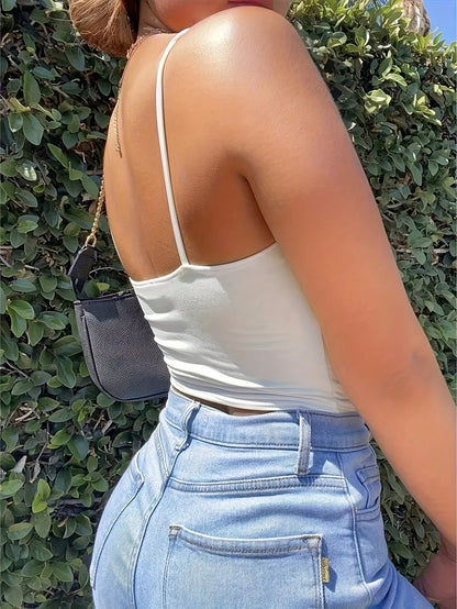 Damen Crop Top mit Cut-Out und Frontknoten – Modisches Camisole für Freizeit und Ausgehen