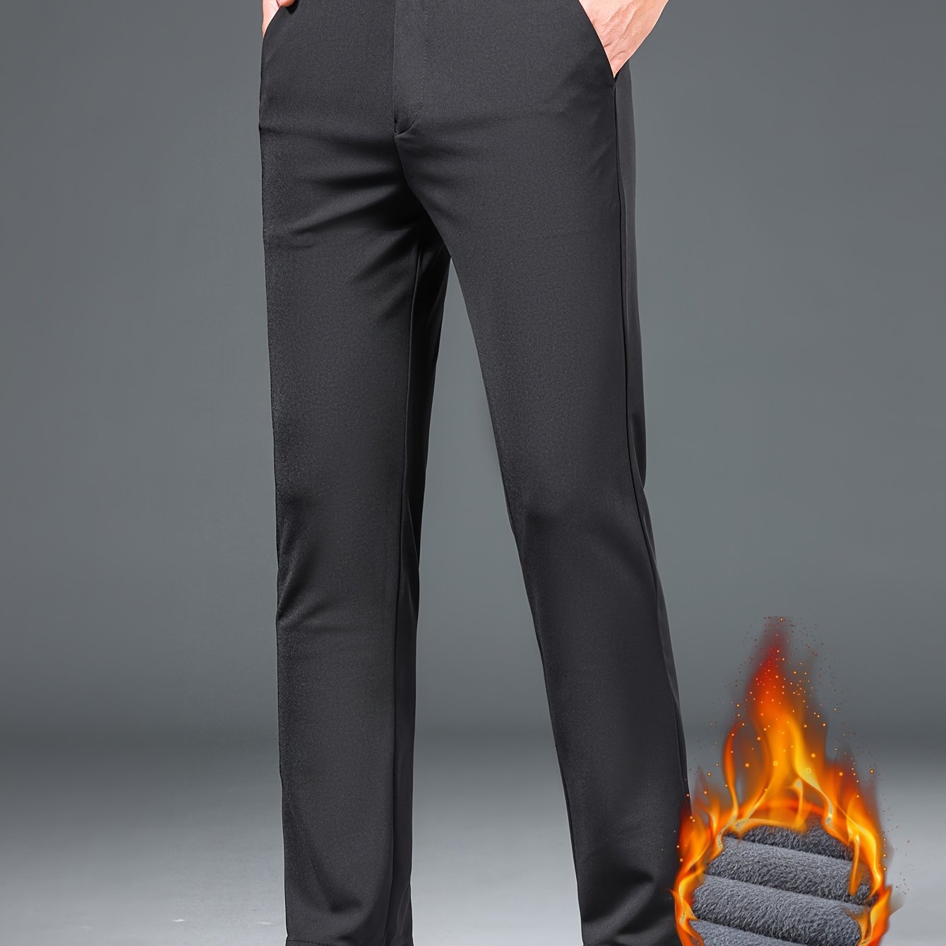 Herren Business-Hose mit warmem Futter – Schwarz, Dunkelblau, Grau