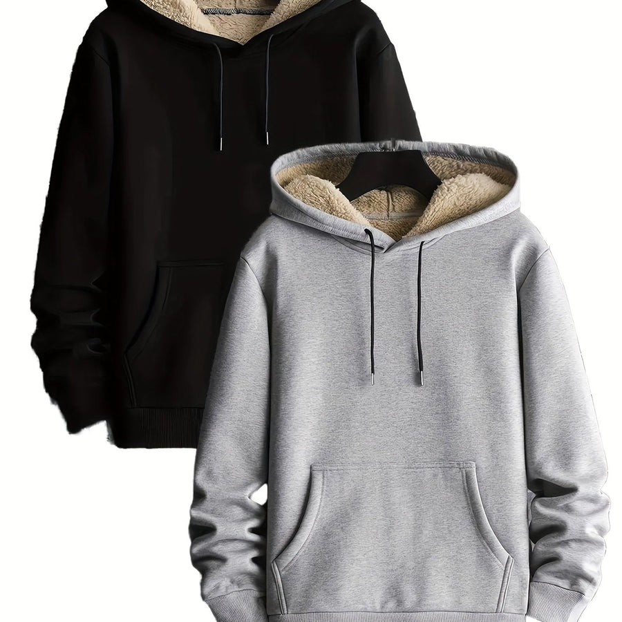 Unisex Hoodie mit Plüschfutter – Warmer Kapuzenpullover mit Kängurutasche