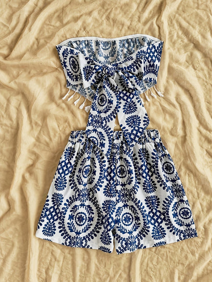Damen Bandeau-Shorts Set mit Boho-Muster – Zweiteiliges Outfit für Urlaub und Freizeit
