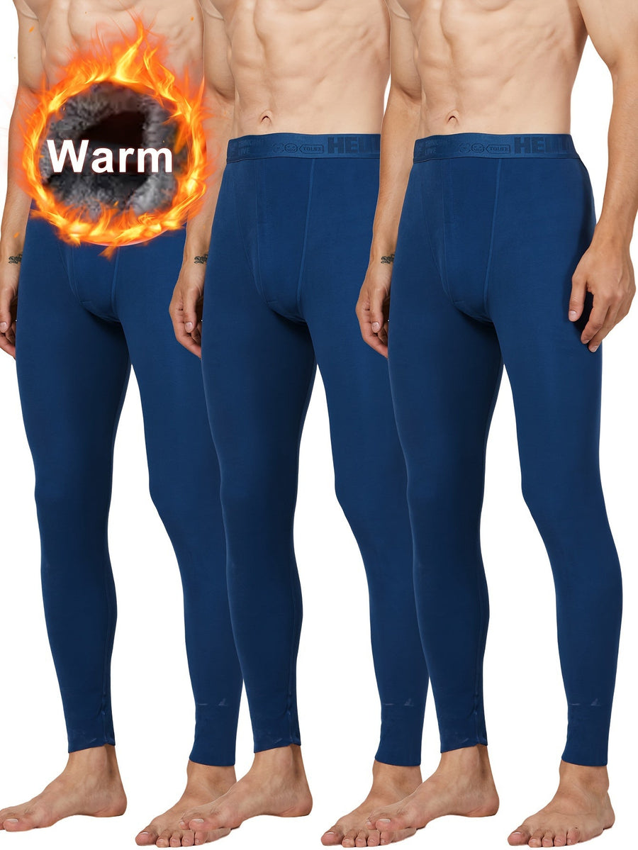 3er Pack Herren Thermo-Unterhosen Lang Warm Schwarz/Grau/Blau