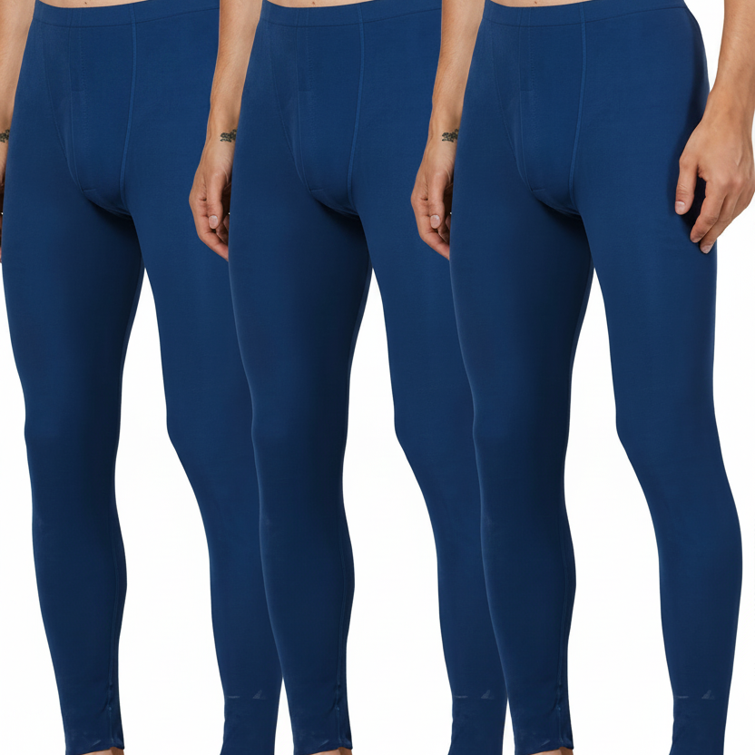 3er Pack Herren Thermo-Unterhosen Lang Warm Schwarz/Grau/Blau