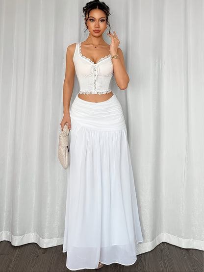 Damen Maxi-Volantrock Elegant Boho Stil – Perfekt für Strand, Urlaub & Sommerabende