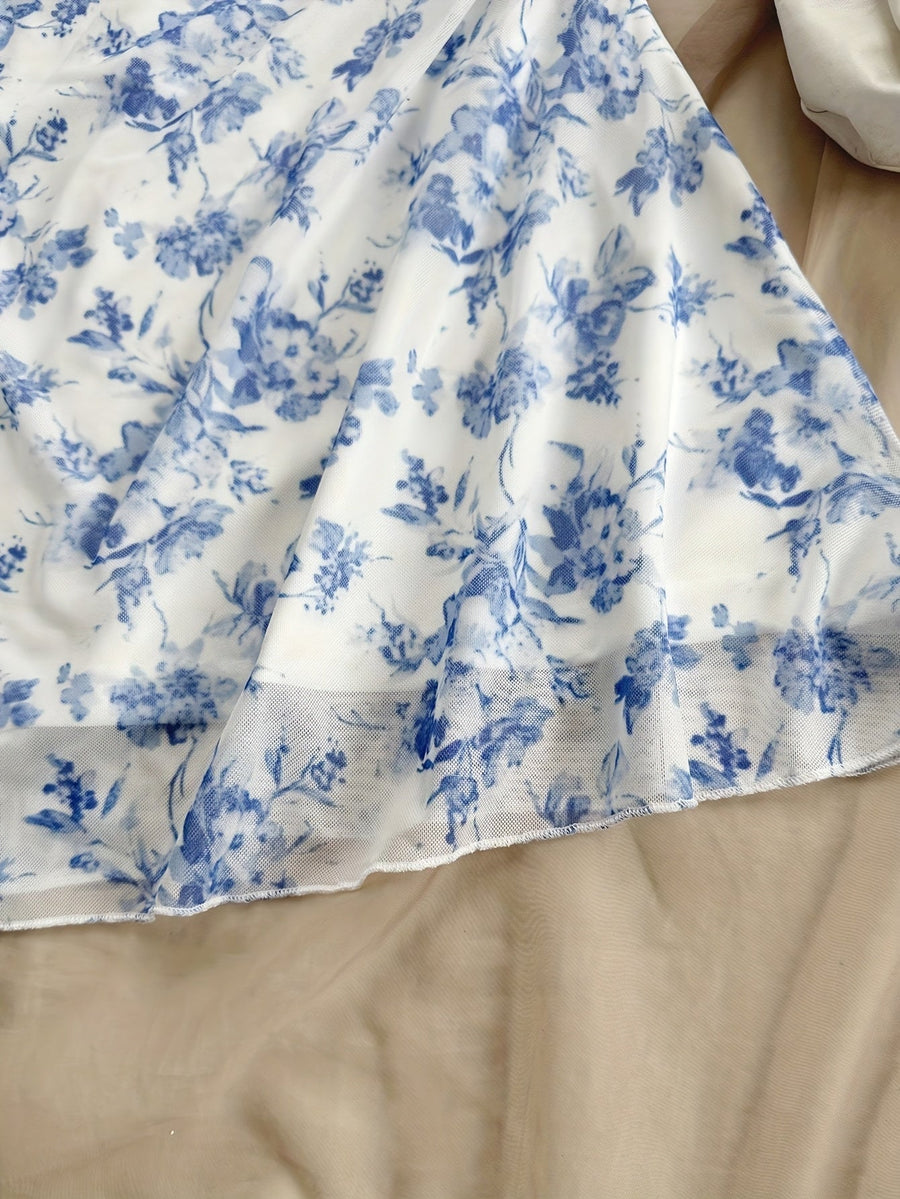 Damen Sommerkleid Elegant mit Spaghettiträgern und Blumenmuster – Perfekt für Alltag und Urlaub