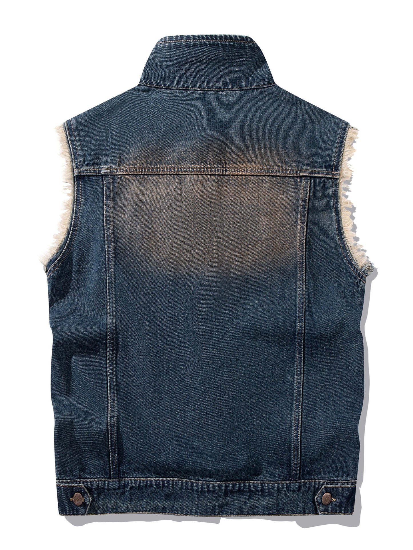 Jeansweste ärmellos in Used-Optik mit Fransen