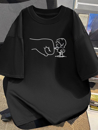 Herren Oversize T-Shirt mit lustigem Fistbump-Print – Urban Streetwear Style