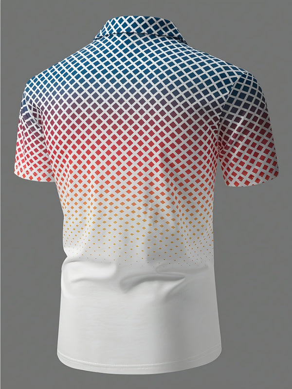 Herenpoloshirt met modern rasterpatroon – Stijlvol vrijetijdsshirt voor dagelijks gebruik en sport