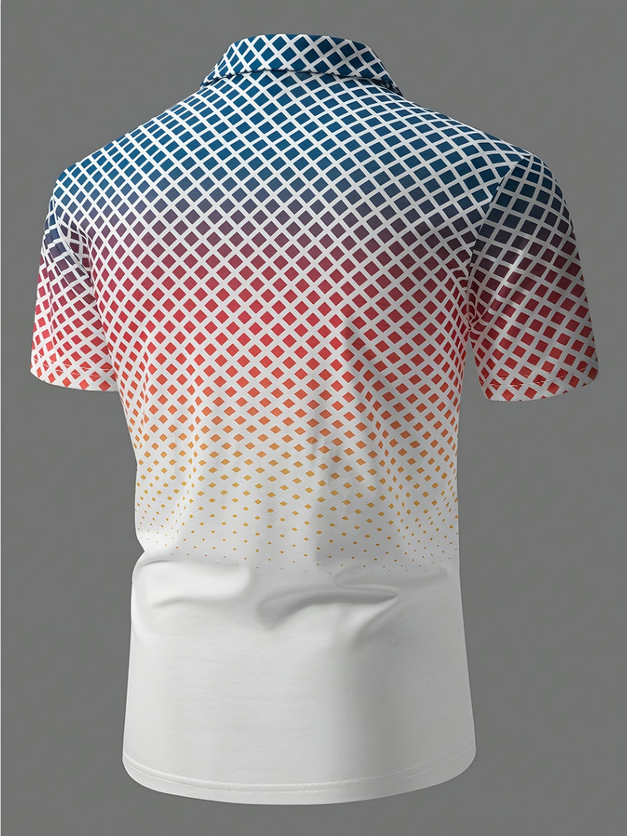 Herren Polohemd mit modernem Gittermuster – Stilvolles Freizeitshirt für Alltag und Sport