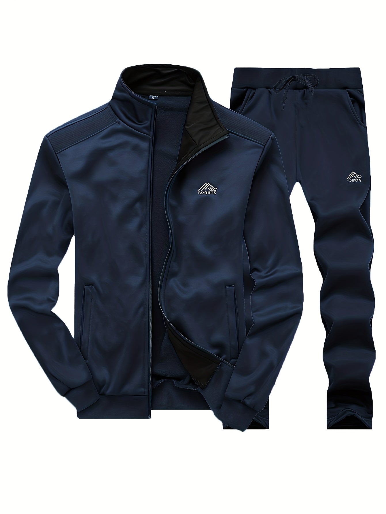 Herren 3-teiliges Sportoutfit mit Stehkragen-Trainingsjacke, Jogginghose und Steppweste