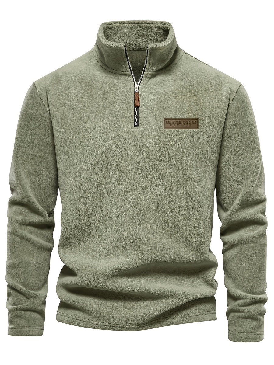 Heren trui met kwart rits – moderne casual stijl met opstaande kraag en subtiel logo
