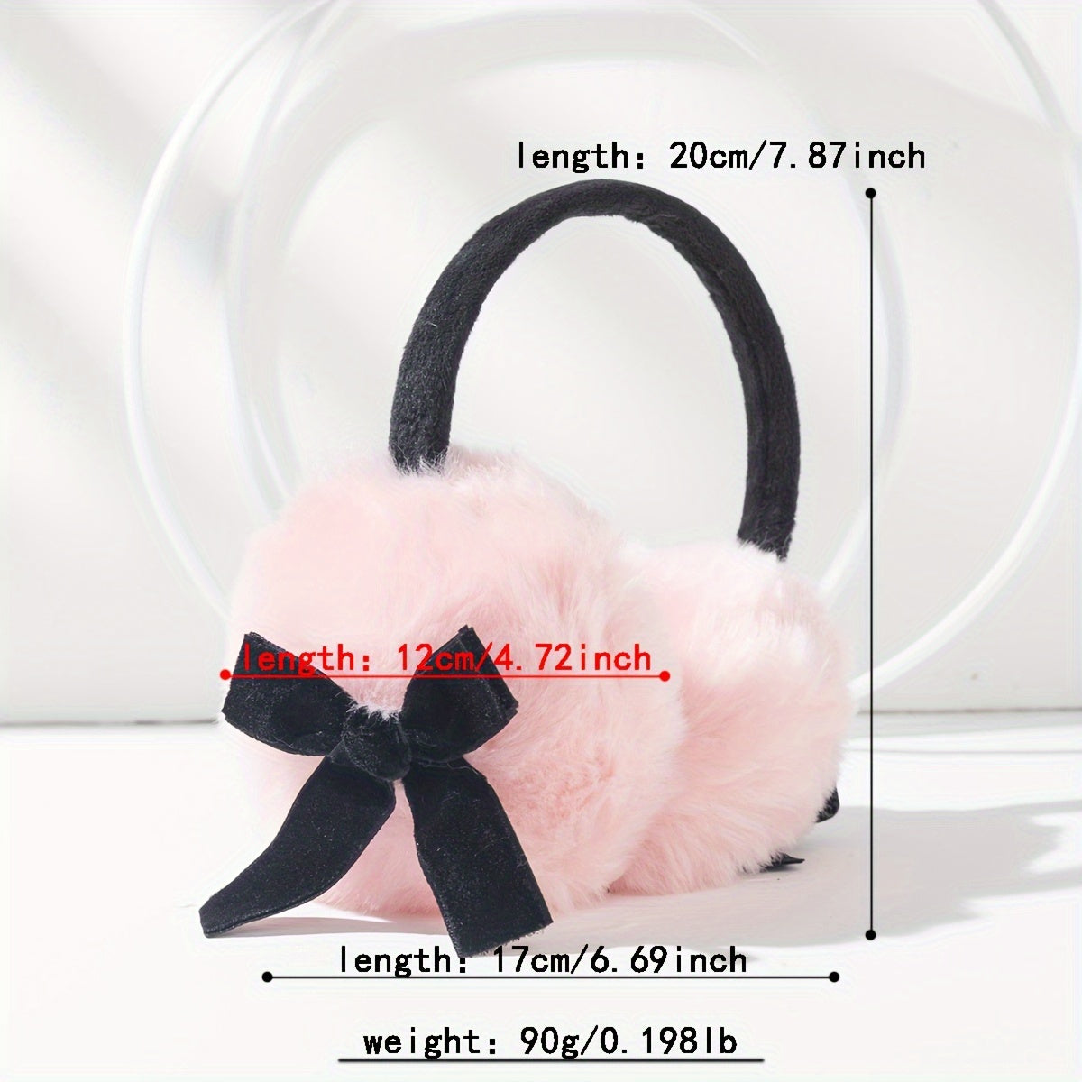 Flauschige Ohrenschützer mit Schleife Schwarz Grau Weiß Rosa Gelb Winter Ohrenwärmer