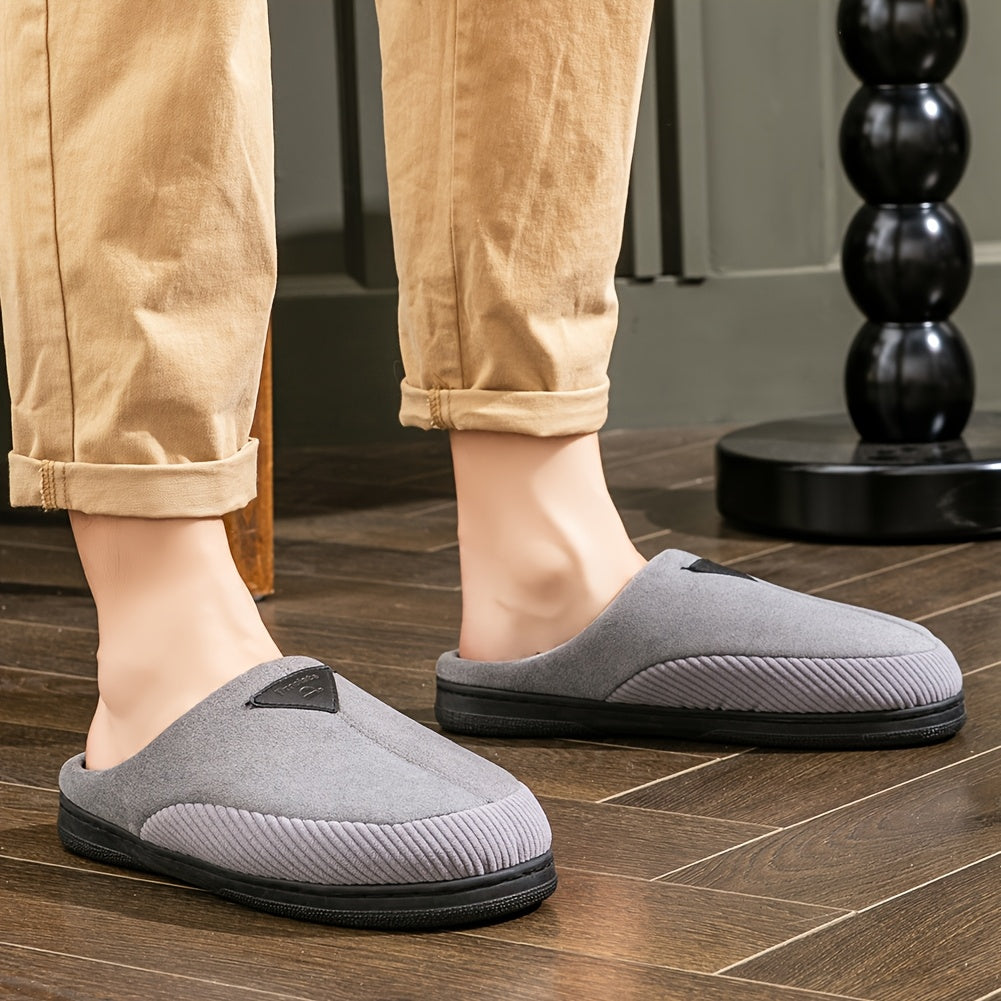 Herren Hausschuhe, gefüttert, rutschfeste Sohle, bequemer Schlupfschuh für Zuhause