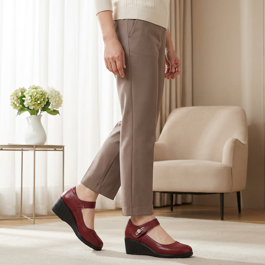 Damen Keilabsatz Schuhe mit Riemen und Schnalle