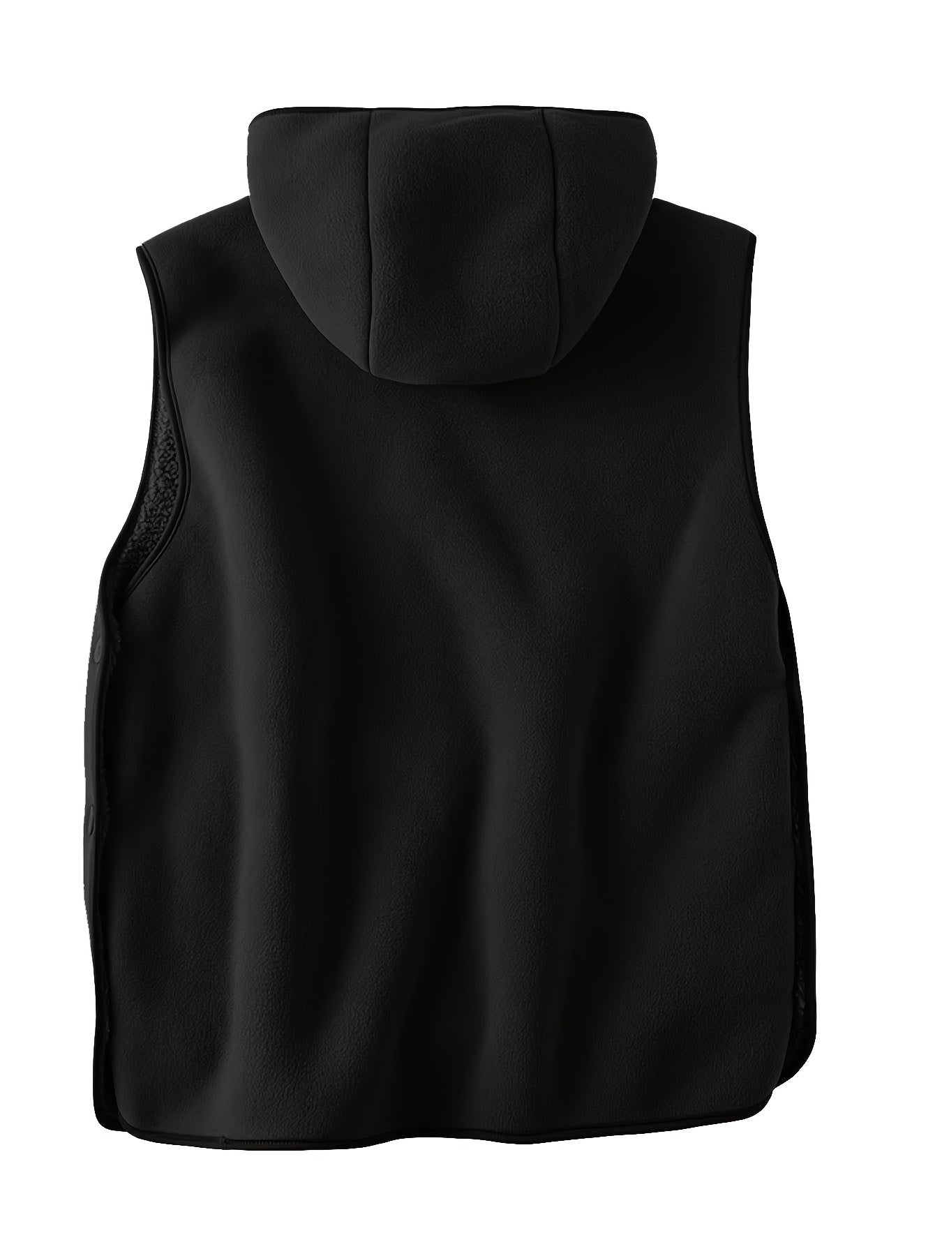 Unisex Kapuzenweste Fleece-Optik mit Kängurutasche und seitlichen Knöpfen
