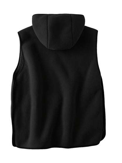 Unisex Kapuzenweste Fleece-Optik mit Kängurutasche und seitlichen Knöpfen