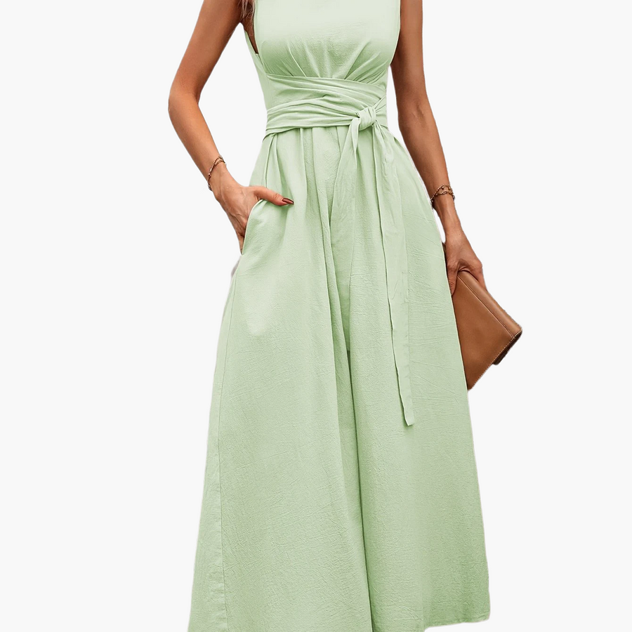 Damen Jumpsuit Elegant Ärmellos mit Gürtel – Perfekt für Alltag und besondere Anlässe