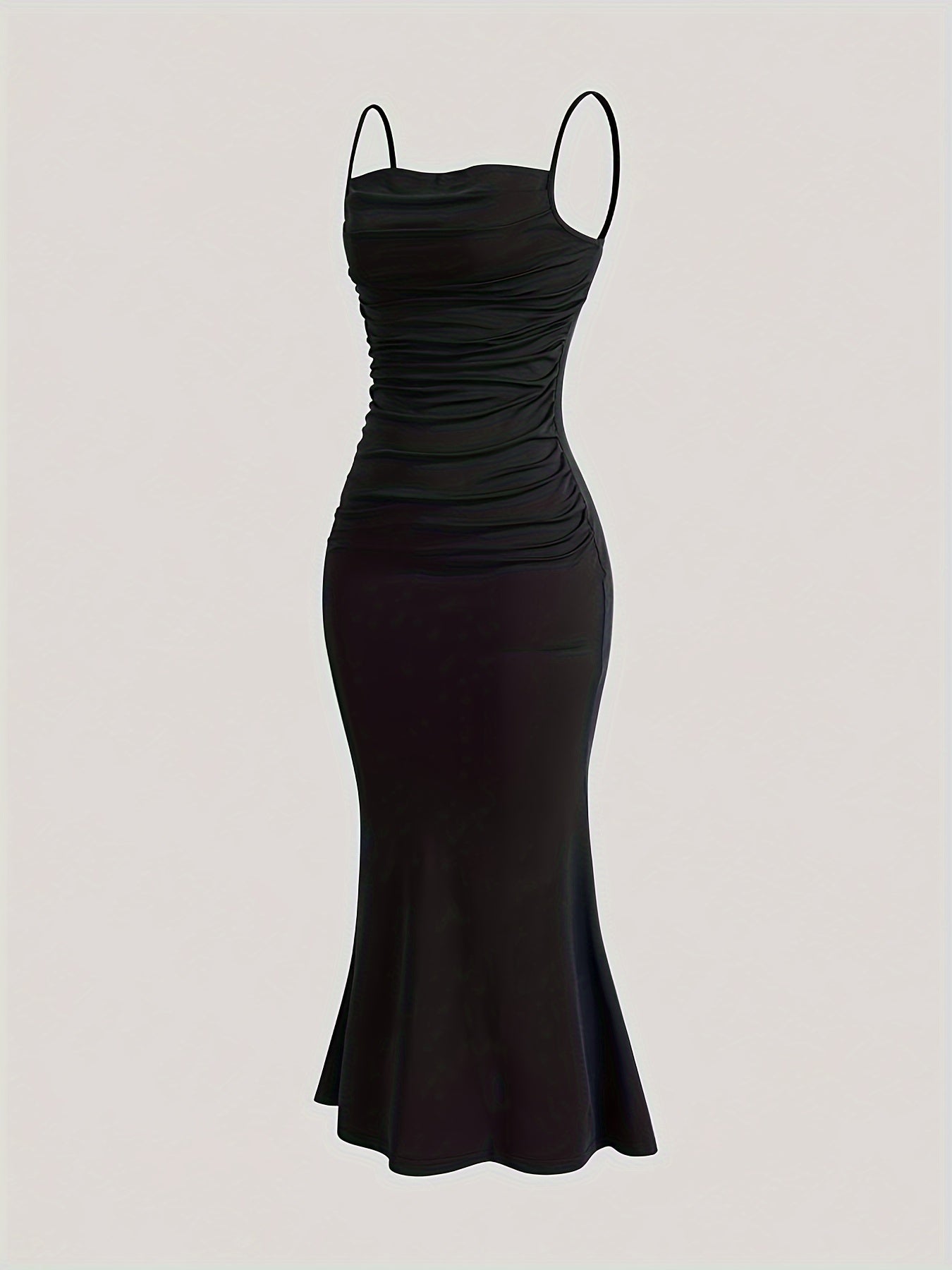 Damen Abendkleid mit Raffungen und Spaghettiträgern – Elegantes Maxikleid für festliche Anlässe