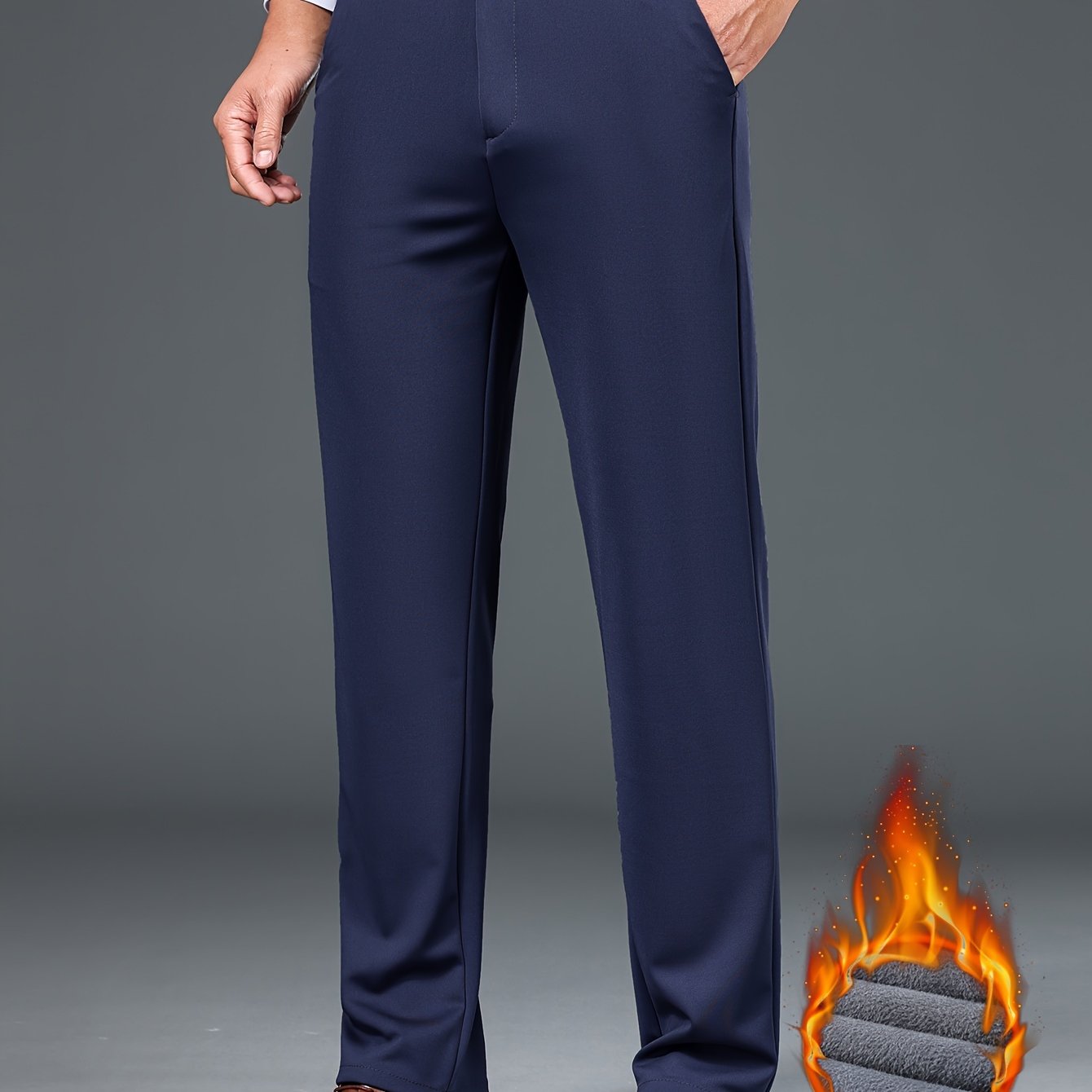 Herren Business-Hose mit warmem Futter – Schwarz, Dunkelblau, Grau