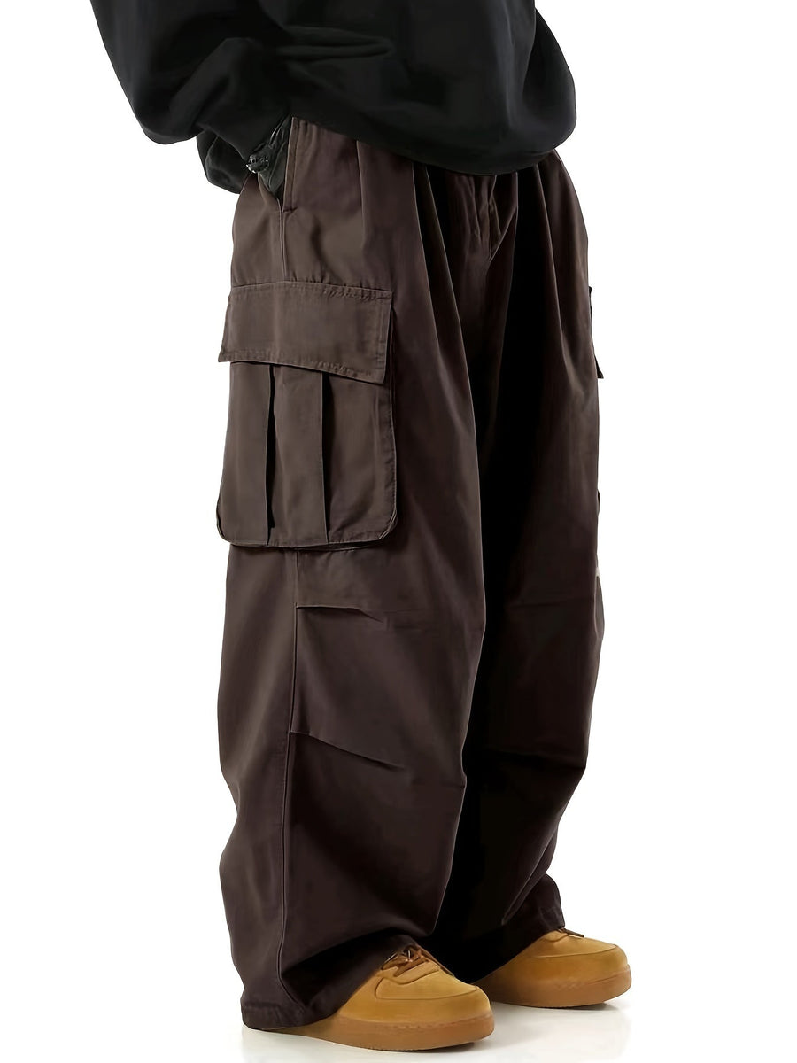 Herren Baggy Cargo Hosen Streetwear mit weitem Bein und großen Taschen
