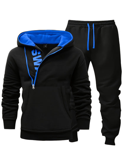 Herren Trainingsanzug mit Kapuzenpullover und Hose, Reißverschluss, Kordelzug, Langarm