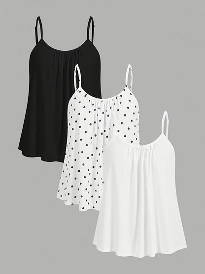 Damen Spaghettiträger Top Set – Locker geschnittene, elegante Basics für Alltag & Freizeit