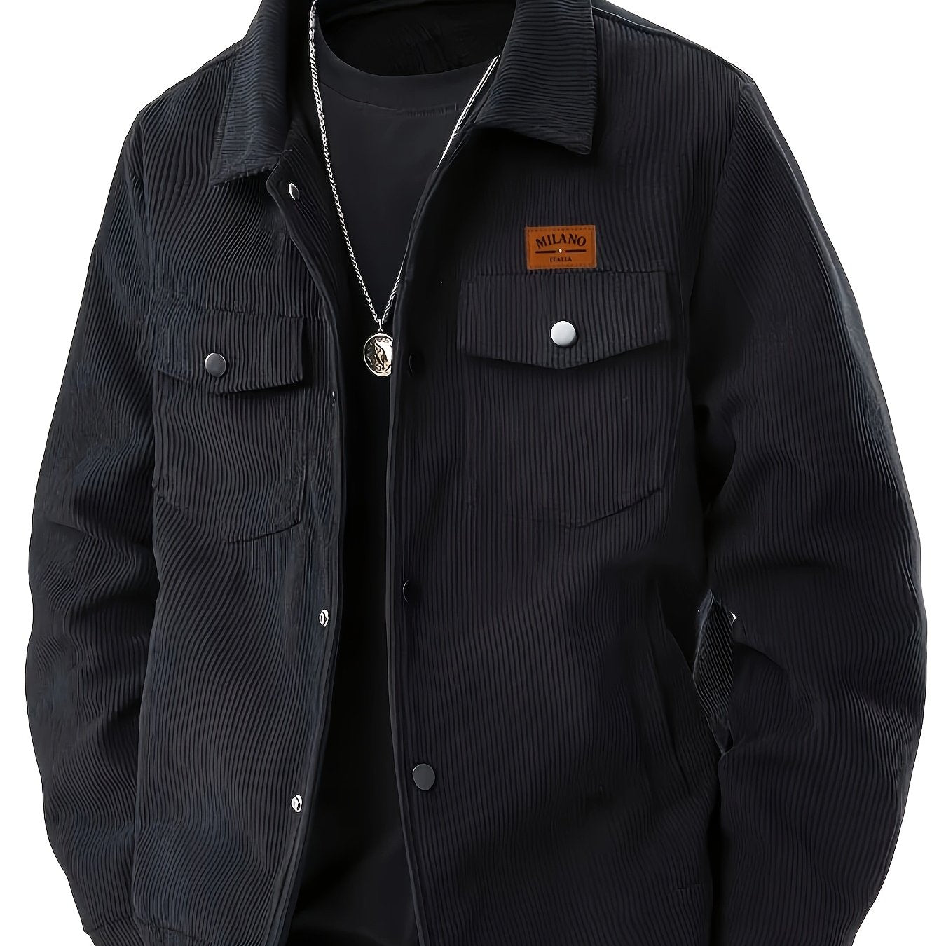 Herren Cordhemd Jacke Freizeit Übergangsjacke mit Knopfleiste & Brusttaschen