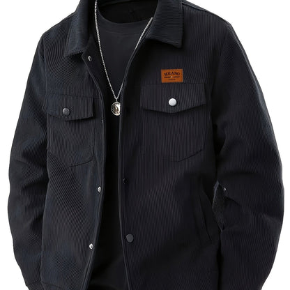 Herren Cordhemd Jacke Freizeit Übergangsjacke mit Knopfleiste & Brusttaschen