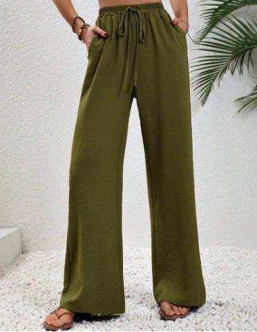 Stephanie – Weit geschnittene Damenhose mit Kordelzug und Taschen