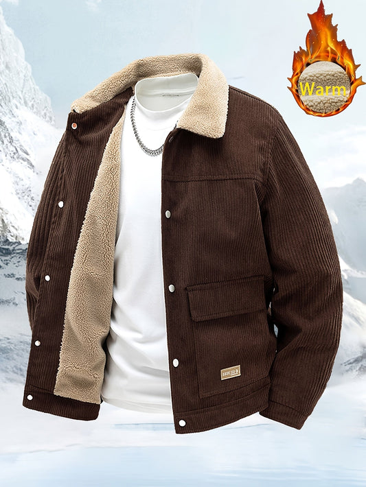 Kordsamtjacke Herren gefüttert mit Teddyfleece-Kragen – Warm & Bequem