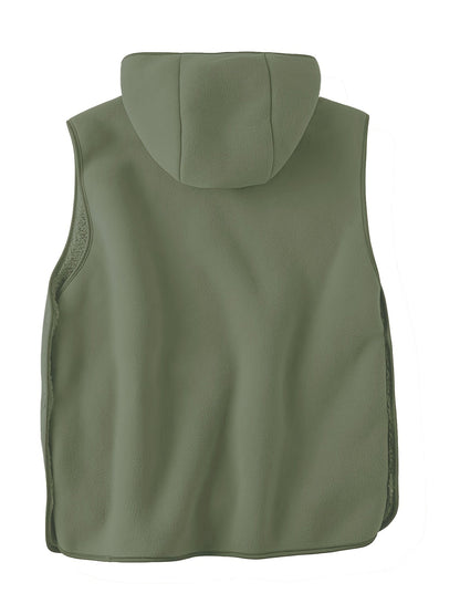 Unisex Kapuzenweste Fleece-Optik mit Kängurutasche und seitlichen Knöpfen