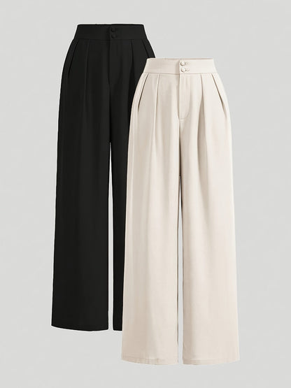 Damen Weite High-Waist Anzughose Elegant Büro & Freizeit