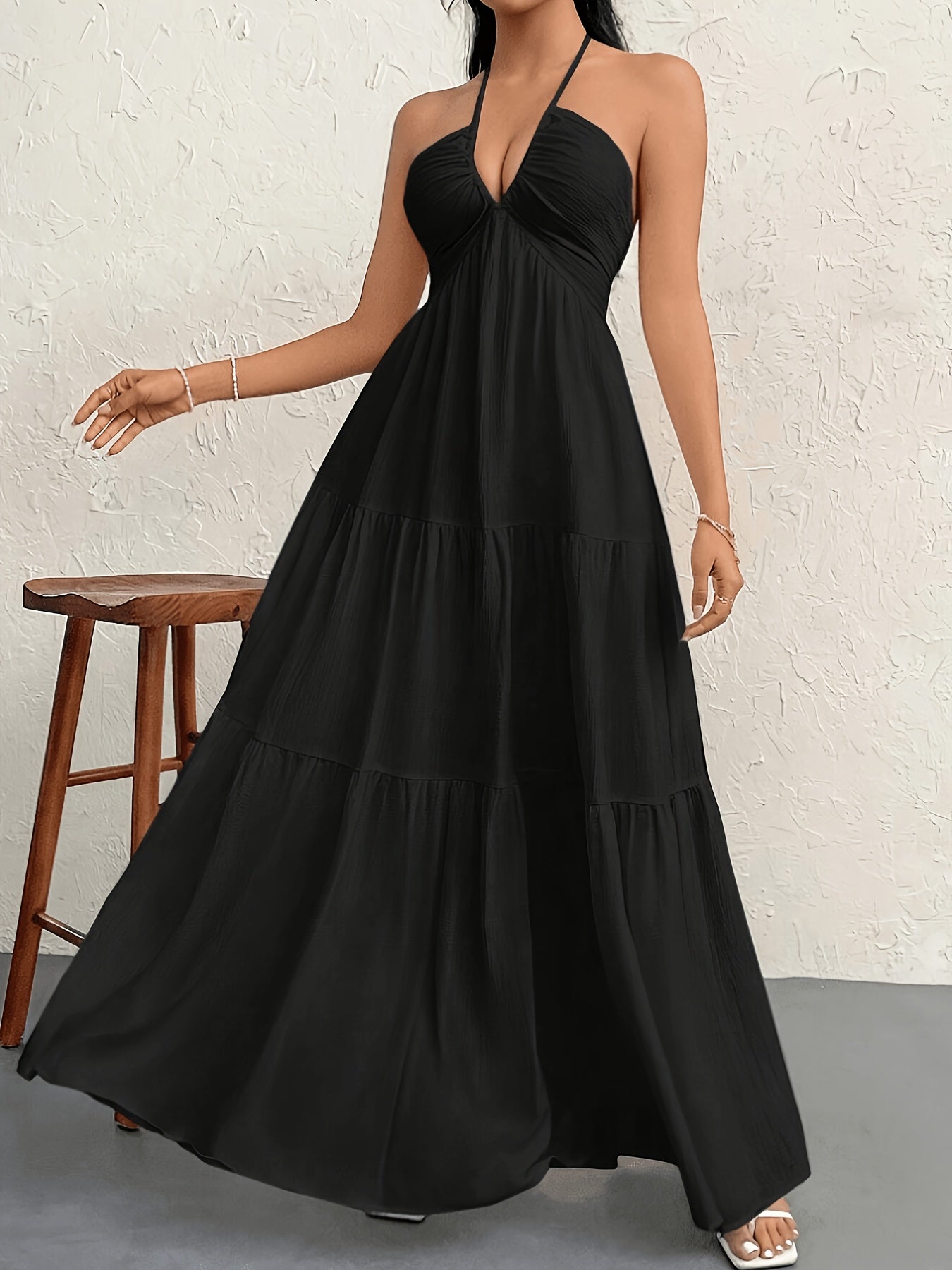 Damen Maxikleid Elegant mit Neckholder und A-Linien-Schnitt – Stilvolles Sommerkleid für besondere Anlässe