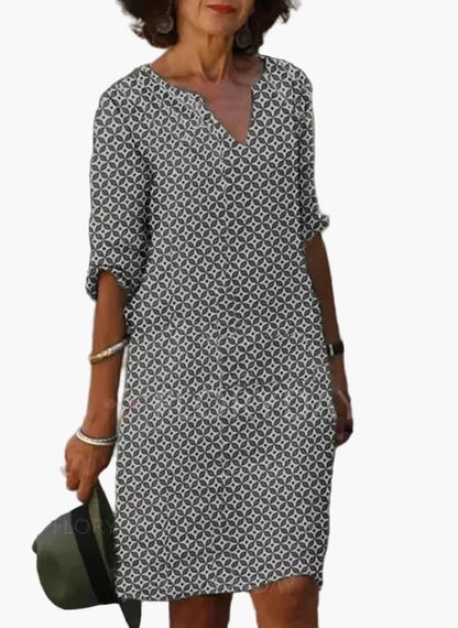 Damen Sommerkleid Freizeit Kleid mit Muster – Luftig, Locker & Vielseitig für Alltag und Urlaub