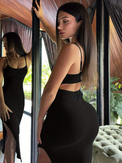 Damen Bodycon Maxikleid mit Spaghettiträgern für elegante Anlässe