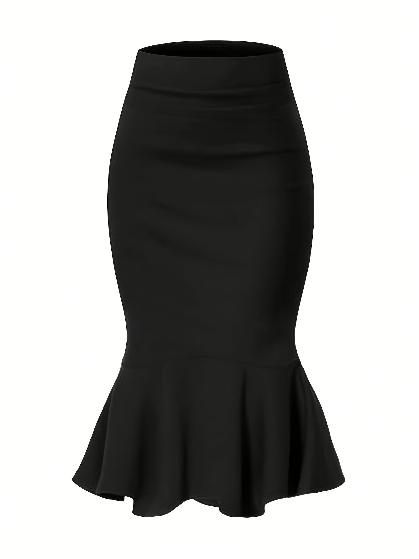 Damen Eleganter Fishtail-Bleistiftrock mit Rüschen – Büro & Anlassmode