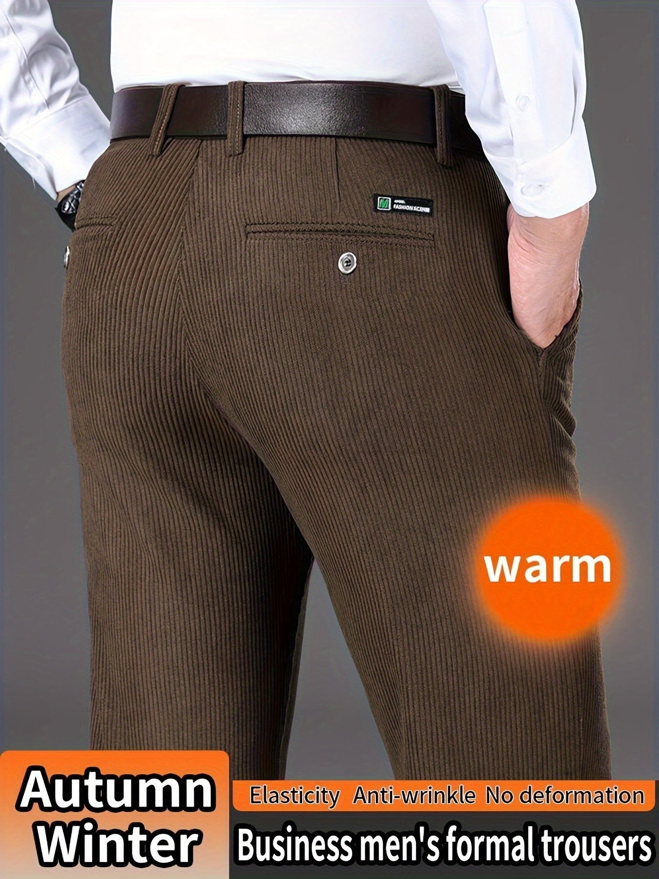 Herren Cordhose Regular Fit Business Hosen für Herbst Winter