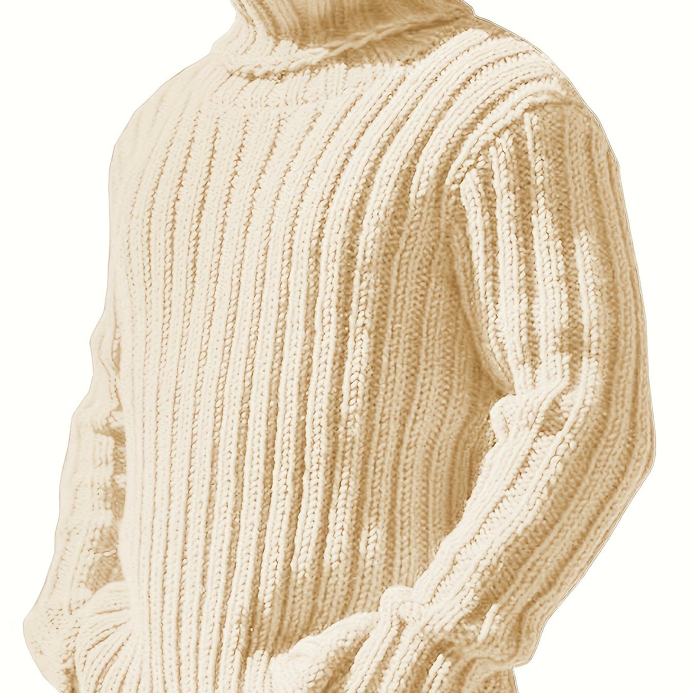 Rollkragen Strickpullover für Herren, Grobstrick, langärmelig, unifarben