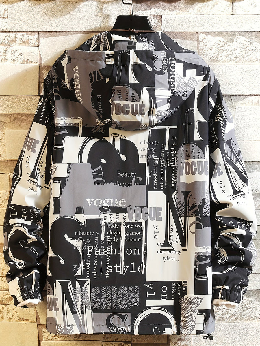 Übergangsjacke Herren Damen mit Kapuze & Allover-Print - Bunt