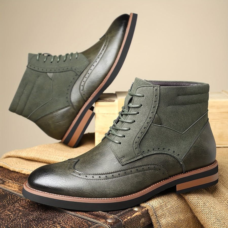 Herren Stiefel Brogue Schnürschuh Schnürstiefelette Mehrfarbig