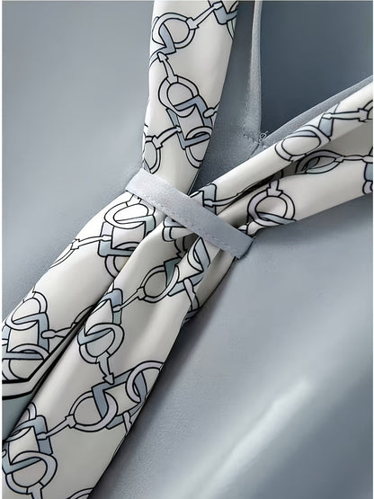 Damen Bluse mit Kurzarm und dekorativem Halstuch – Eleganter Business- und Freizeitstil